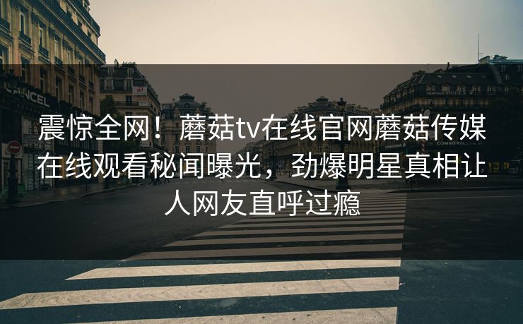 震惊全网！蘑菇tv在线官网蘑菇传媒在线观看秘闻曝光，劲爆明星真相让人网友直呼过瘾